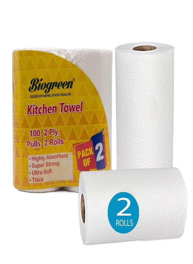 Biogreen Kitchen Tissue/Towel 2 Ply Kitchen Tissue/Towel Paper Roll For Cleaning, Dusting, Surface, Counter, Cookware And Appliances (Pack of 2) - Image 1