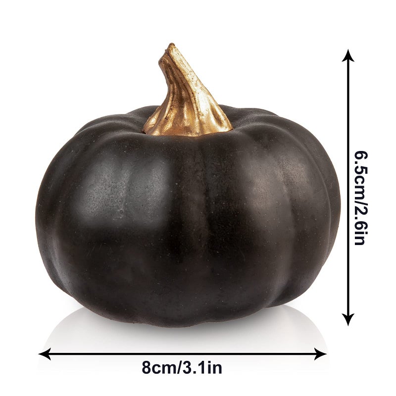 Whaline Whaline Artificial Pumpkins Bulk 12Pcs Vintage Pumpkin Harvest Lifelike Pumpkin Fake Foam Pumpkin for Fall Autumn Halloween Home Party Supply Thanksgiving Party House Kitchen Wedding Decor (Black)  - Image 2