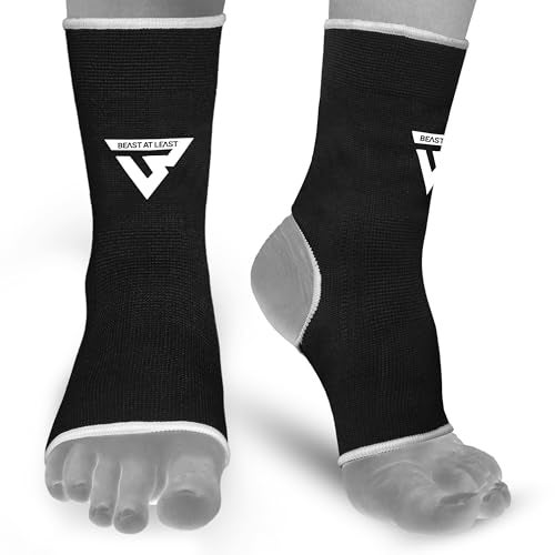 Beast AT Least Muay Thai Ankle Wrap for Martial Arts – Durable and Reliable Boxing Gear for Men & Women – Ankle Wrap for Kick Boxing, MMA & Combat Sports (White, L/XL) - Image 1