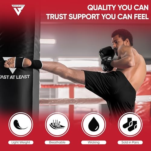 Beast AT Least Muay Thai Ankle Wrap for Martial Arts – Durable and Reliable Boxing Gear for Men & Women – Ankle Wrap for Kick Boxing, MMA & Combat Sports (White, L/XL) - Image 4