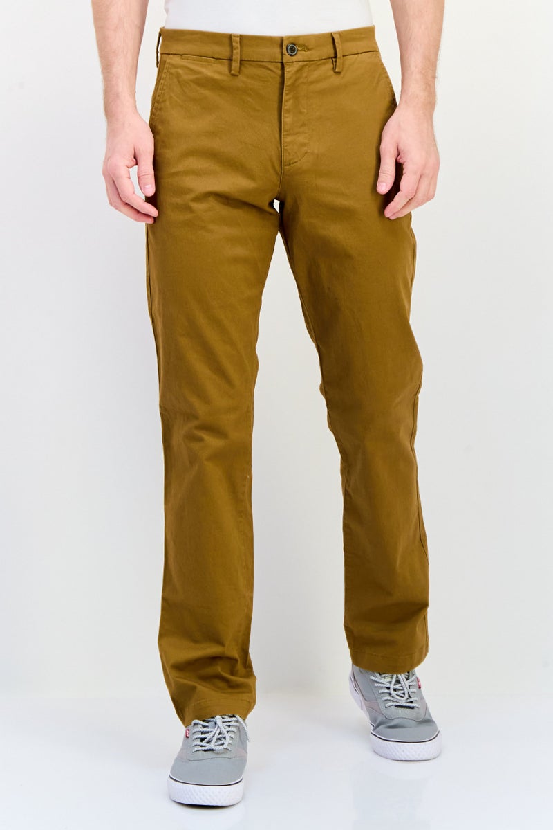 GAP Men Plain Straight Fit Chino Pants, Dark Khaki - Image 1