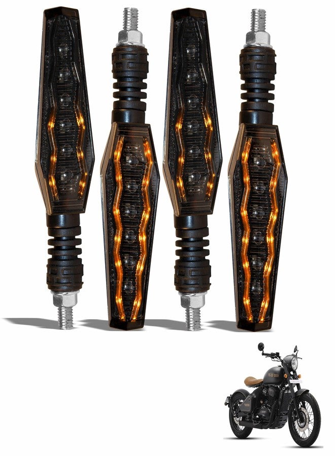 Asryd إشارات انعطاف LED أنيقة للدراجات النارية من أسريد، 12 فولت، لون كهرماني مع ضوء تشغيل نهاري أزرق - مقاومة للماء (كهرماني + أزرق) لدراجة جاوا بيراك (مجموعة من 4 قطع) - Image 2