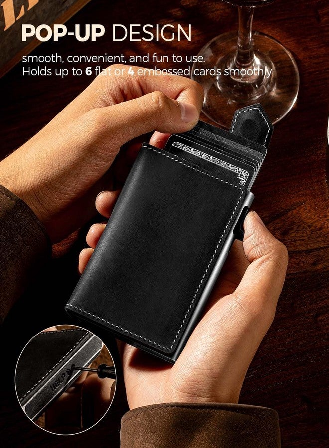 LORZOR Slim Wallet for Men with Security Latch, Pop Up Metal Card Holder Wallet, Finest Full Grain Leather Bifold Wallets, Smart, Minimalist, RFID Blocking, Front Pocket, ID Window - Image 3