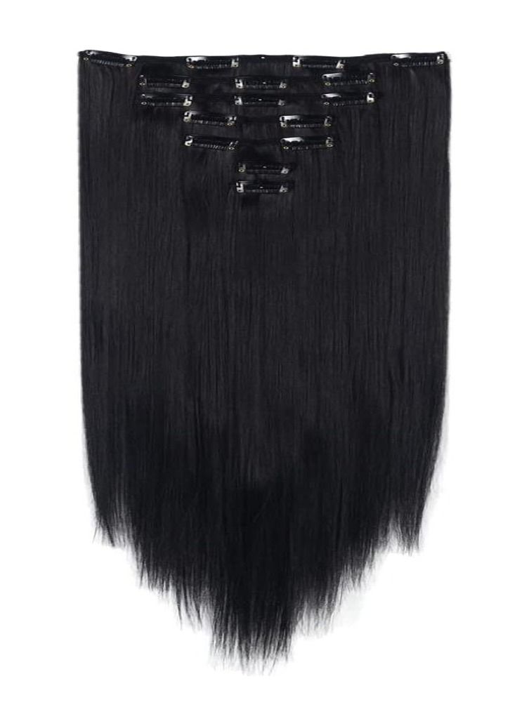 إستيل Estelle 7 قطع 16 مشابك 23'-24 'سميكة مجعد مستقيم كامل الرأس كليب في لحمة مزدوجة الشعر (أسود طبيعي) - Image 3