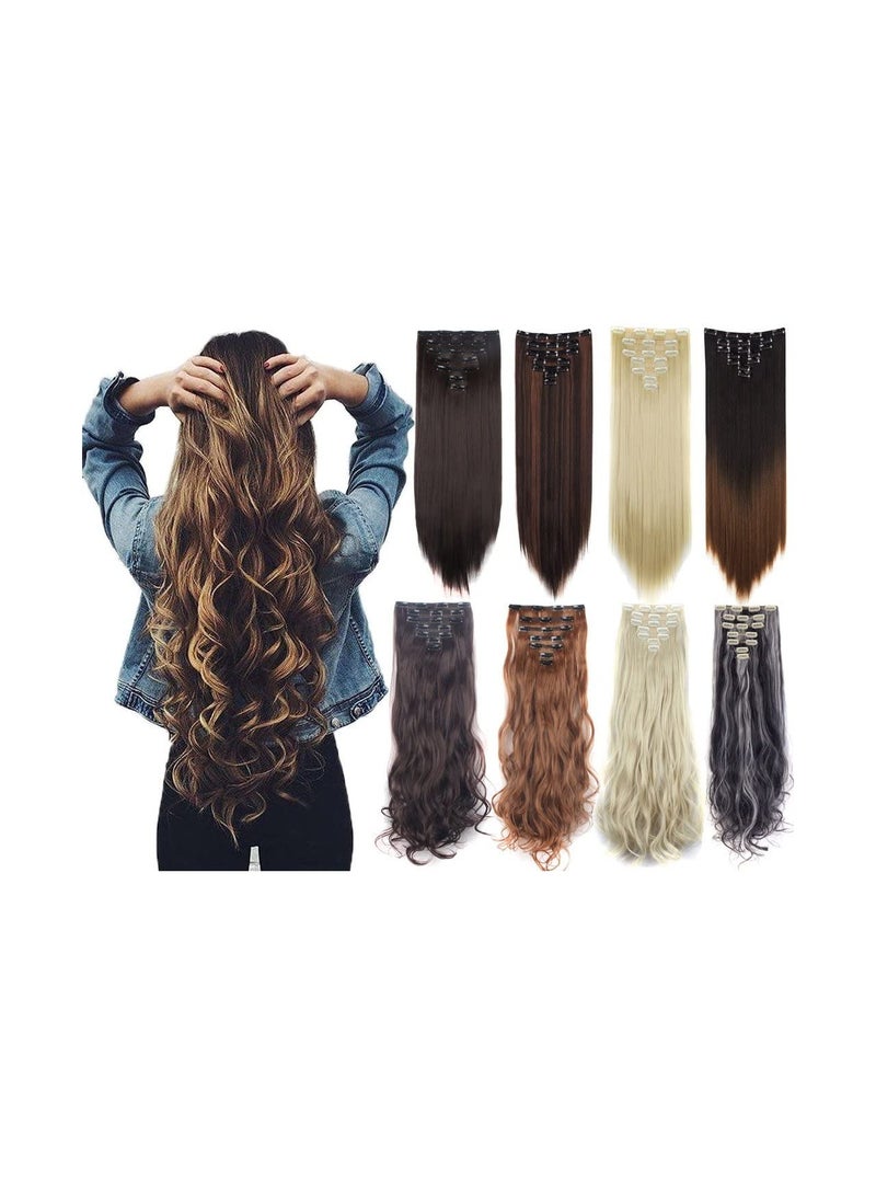 إستيل Estelle 7 قطع 16 مشابك 23'-24 'سميكة مجعد مستقيم كامل الرأس كليب في لحمة مزدوجة الشعر (أسود طبيعي) - Image 2