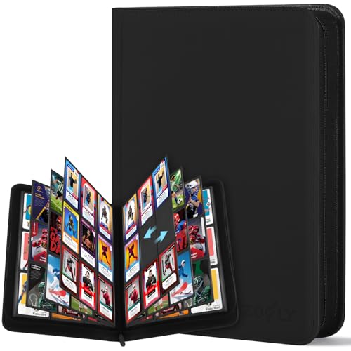 Zofly Trading Card Binder 9 Pocket Zofly Zipper Card Collection Binder Album Sturdy 540 SideLoading Card Folder Holder for MTG TCG Sports Cards Game Cards Black - Image 1