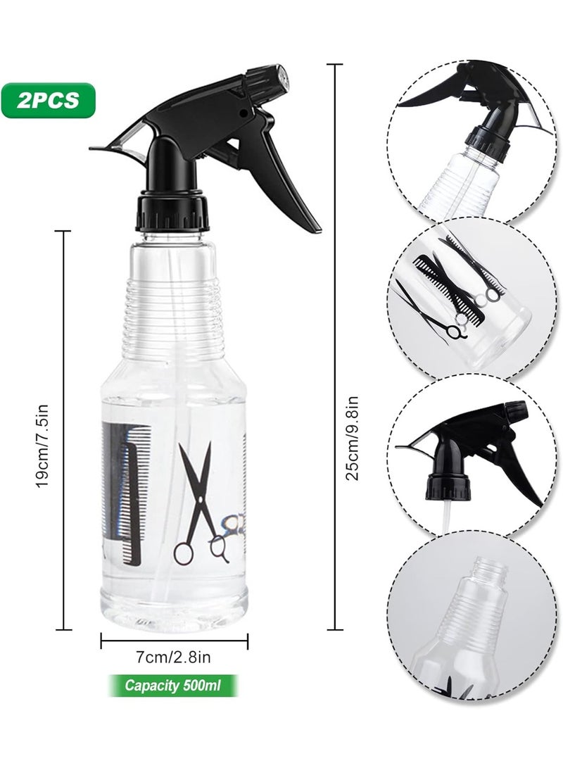 500ml Hair Spray Bottle, Refillable Water Spray Bottle for Hair Cleaning and Styling, Transparent - Image 2