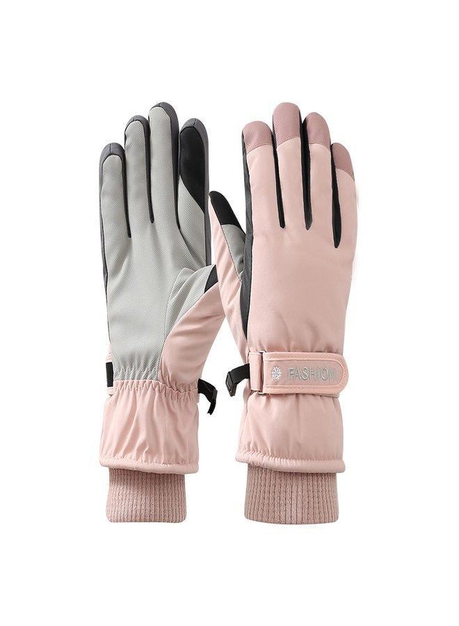 Feelorna Women Winter Ski Gloves, Waterproof Touchscreen Anti-Slip Snowboard Gloves for Skiing Sports (Light Pink) - Image 1
