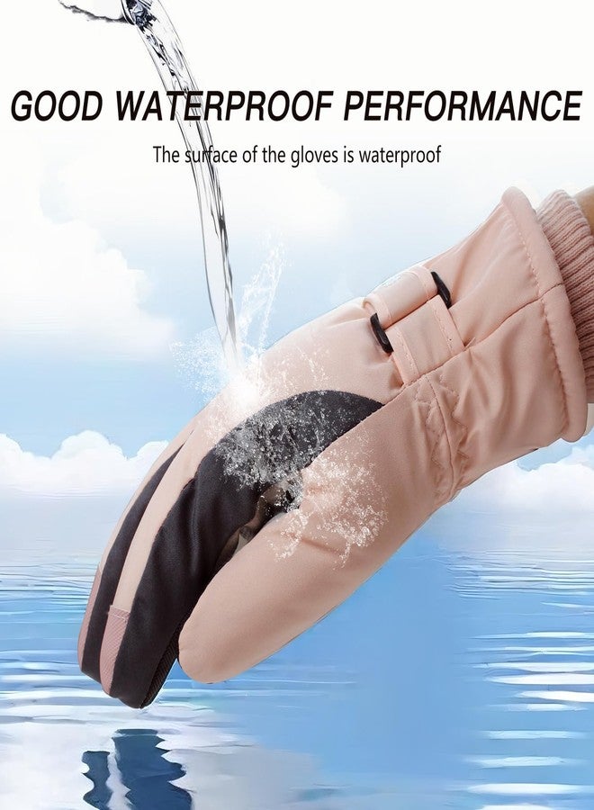 Feelorna Women Winter Ski Gloves, Waterproof Touchscreen Anti-Slip Snowboard Gloves for Skiing Sports (Light Pink) - Image 4