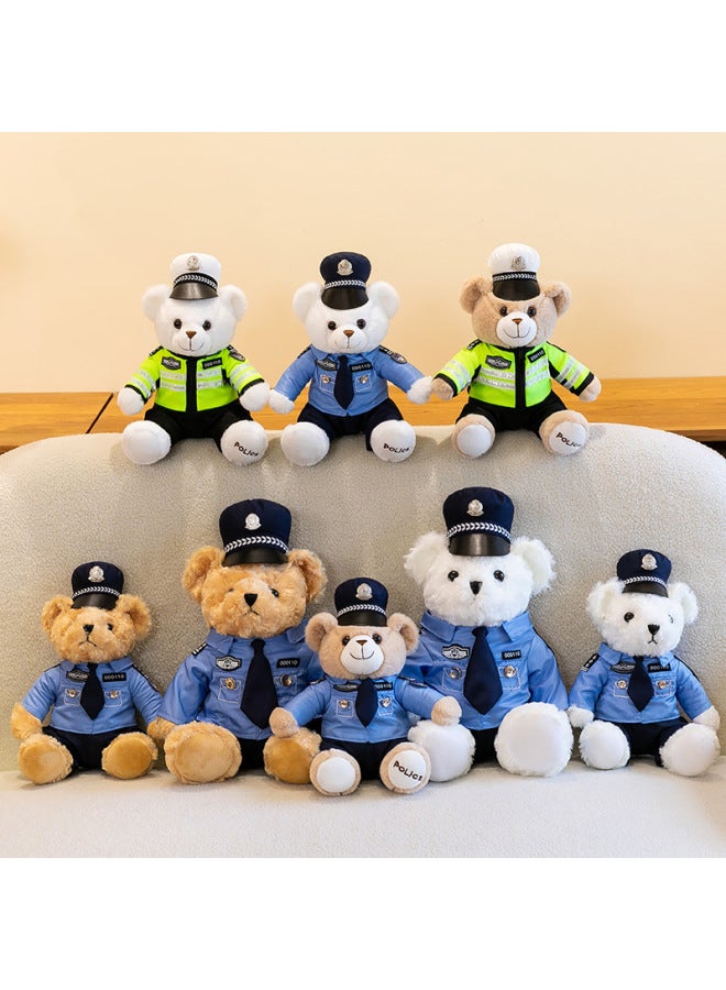 Special Police Bear Doll Traffic Police Public Security Traffic Fireman Plush Toy Police Camouflage Teddy Bear Doll-Color:Brown Police-Height:35cm  - Image 3
