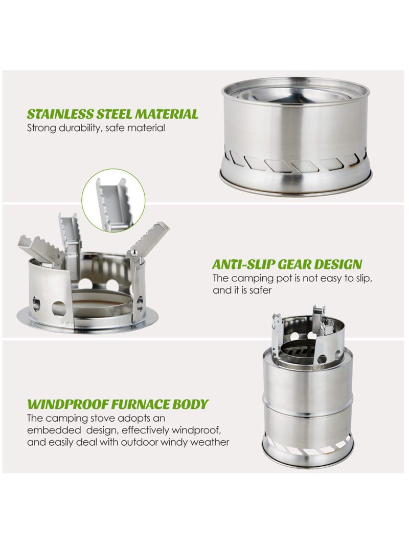 Excefore Mini Portable Wood Burning Stove, Camping Stove Foldable Stainless Steel Backpacking Stove Camping Cookware Rocket Stove Solid stove for Camping Hiking Picnic Indoor Outdoor - Image 2