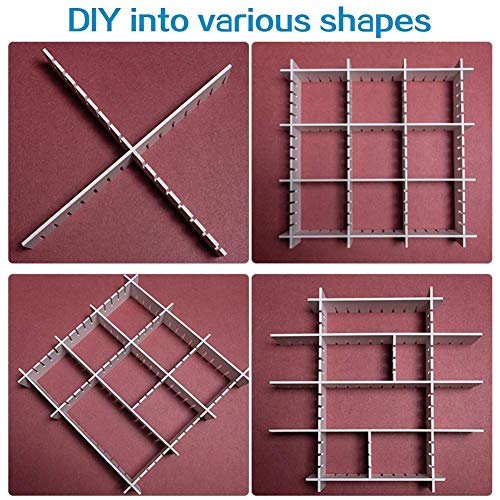 LEAWALL 8 Pcs Adjustable Stretchable Interlocking Drawer Clapboard Divider/Grid Closet Sorting Partition/Plastic Strips Separators Cabinet Storage Box Socks/Makeup (White) Drawer Organizers - Image 4
