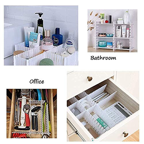 LEAWALL 8 Pcs Adjustable Stretchable Interlocking Drawer Clapboard Divider/Grid Closet Sorting Partition/Plastic Strips Separators Cabinet Storage Box Socks/Makeup (White) Drawer Organizers - Image 3