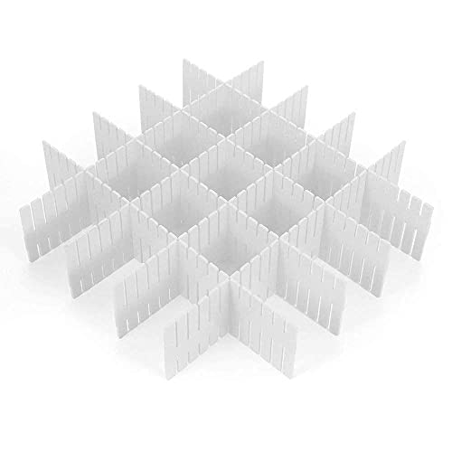 LEAWALL 8 Pcs Adjustable Stretchable Interlocking Drawer Clapboard Divider/Grid Closet Sorting Partition/Plastic Strips Separators Cabinet Storage Box Socks/Makeup (White) Drawer Organizers - Image 2