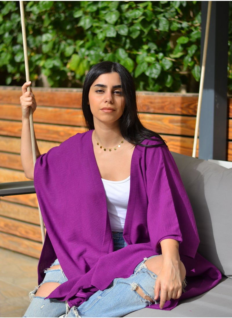 ASYA - cardigan linen purple - Image 1