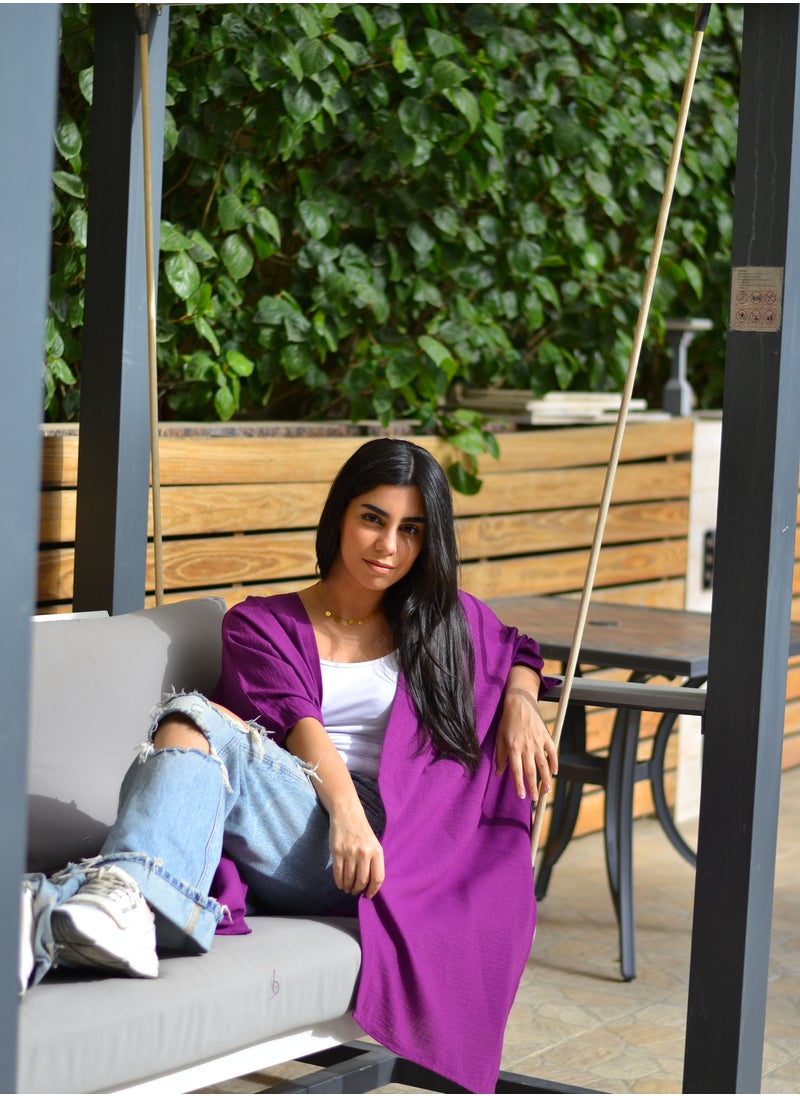 ASYA - cardigan linen purple - Image 1