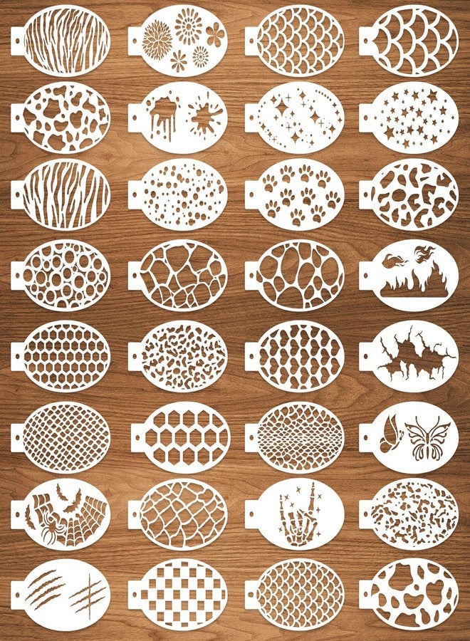 CODOHI 32 Pcs Halloween Face Painting Stencils 3"x5.5", Body Facial Painting Stencils, Reusable Mermaid Scale Leopard Cracks Claw Stencils Makeup Kit Face Tracing Stencils for Holiday Halloween Party - Image 1