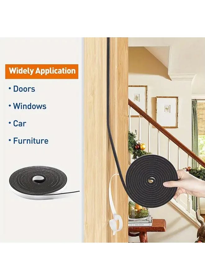 أبيض 0 59 بوصة 2 لفة شريط رغوي ذاتي اللصق لعزل الصوت والغبار للأبواب والنوافذ - Image 4