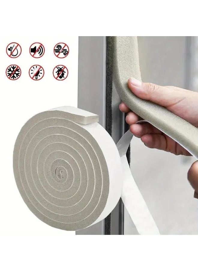 أبيض 0 59 بوصة 2 لفة شريط رغوي ذاتي اللصق لعزل الصوت والغبار للأبواب والنوافذ - Image 2