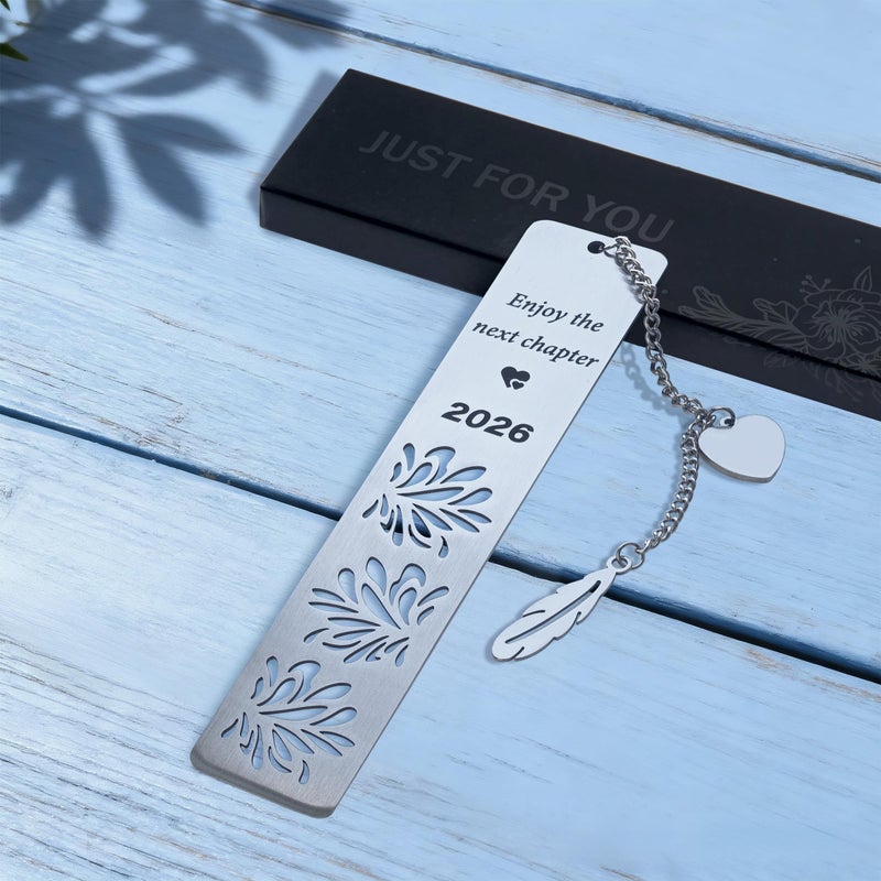 SEEBERY Happy Retirement Gifts 2026, Graduation Bookmark, Enjoy The Next Chapter, Stainless Steel Bookmark for Women Men, Retirement Gifts for Coworker, Teacher Appreciation Gift, Graduation Gifts, Silver - Image 3