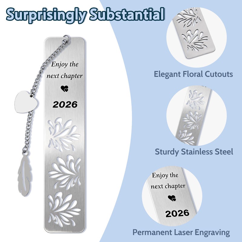 SEEBERY Happy Retirement Gifts 2026, Graduation Bookmark, Enjoy The Next Chapter, Stainless Steel Bookmark for Women Men, Retirement Gifts for Coworker, Teacher Appreciation Gift, Graduation Gifts, Silver - Image 5