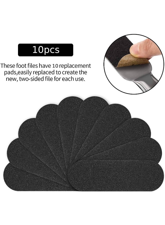 MOMENT Stainless Steel Pedicure Foot File Callus Remover Foot Scrubber Feet Rasp With 10 Replaceable Coarse/Fine Double Side Reusable Pads For Foot Care Cracked Skin Callus Remover Tool - Image 4