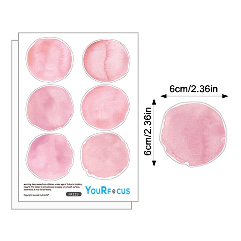 YouRfocus ملصقات حائط بنقاط وردية 36 قطعة ملصقات نقاط مائية للأطفال، الفتيات الصغيرات، المراهقين، وغرف الأطفال (6 أوراق) - كل نقطة: 2.36 × 2.36 بوصة - Image 4