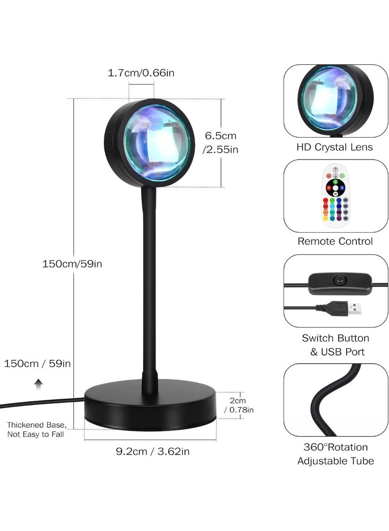 مصباح غروب الشمس بـ 16 لونًا مع جهاز تحكم عن بعد، إضاءة ليلية LED قابلة للدوران 360 درجة مع وضع التلاشي للتصوير الفوتوغرافي والحفلات وديكور المنزل - Image 5