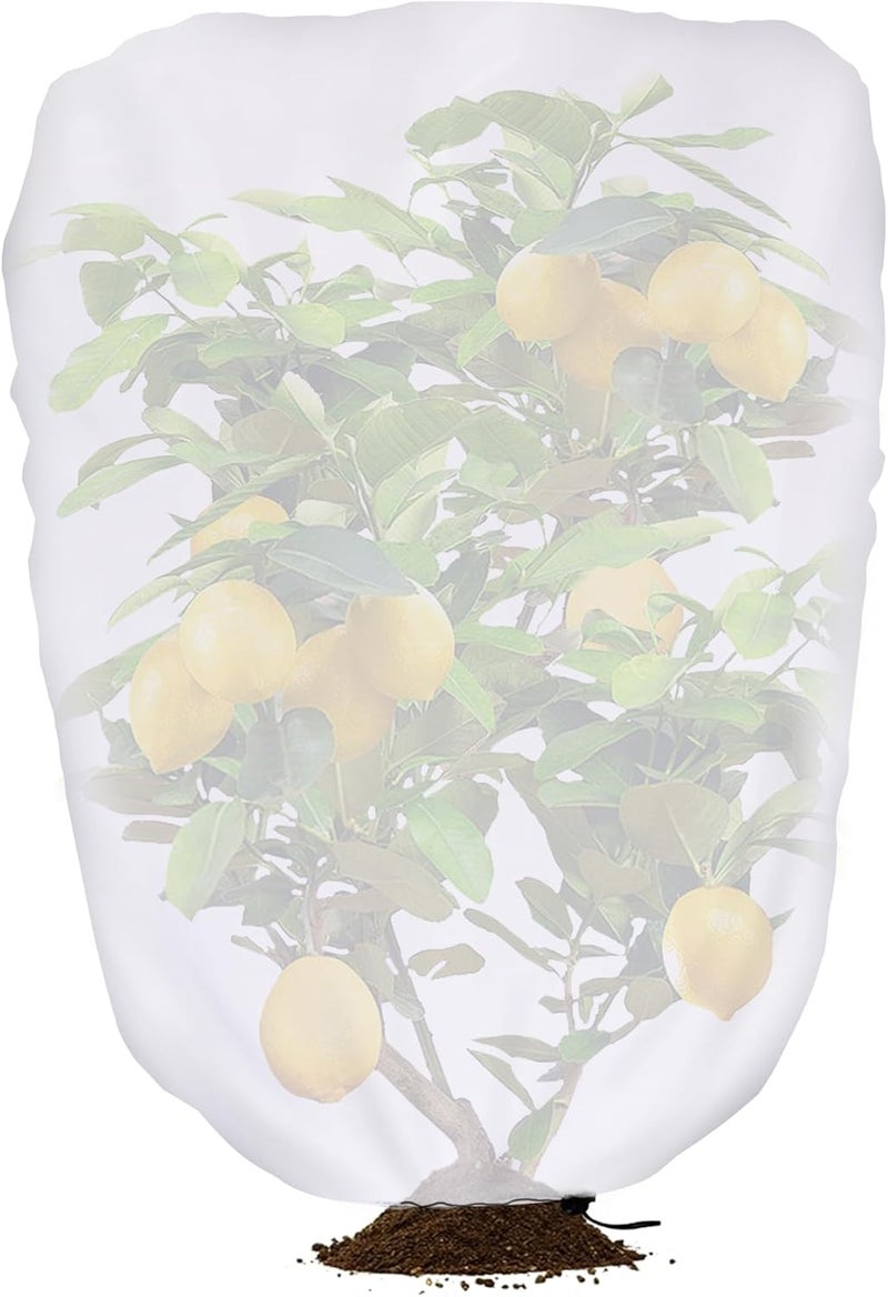 DECOHS 3.3 x 2.6Ft Garden Plant Shade Cover with Drawstring, Non-Woven Garden Shade Sun Protection Plants Cover, White Light Refraction Fruit Tree Sunshade Cloth for Protect Plant from Direct Sunlight - Image 1