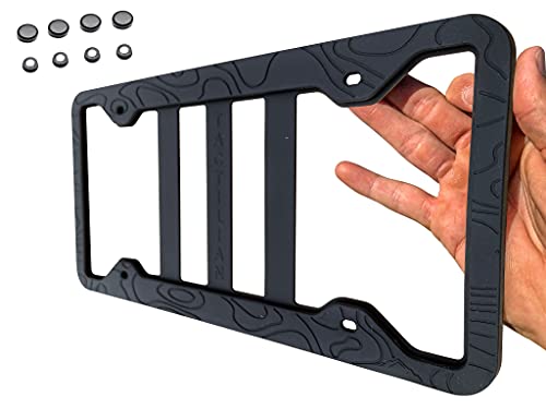 Tactilian Silicone Topography Design License Plate Frame Cover Topo License Plate Frame Rust Proof Rattle Proof Weather Proof License Plate Holder for Car Topo Embossed Plate Frame for Auto Truck Van SUV - Image 1