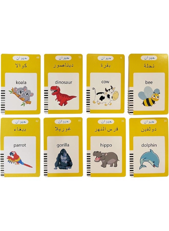 Arabic English Educational Learning Toys for 2-6 Year Old Kids, Listen and Learn Literacy Audible Flash Cards for Kid, Arabic Learning Toys for Toddlers, 112 Pieces Talking Audio Flashcards with Sou - Image 4