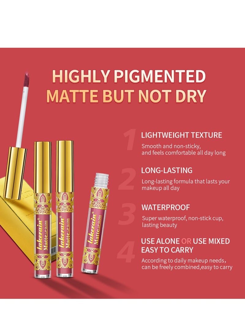 lakerain 3 PCS Gold Lipstick Velvet Nude Long-Lasting Wear Non-Stick Cup Waterproof Lip Makeup SET6  - Image 4