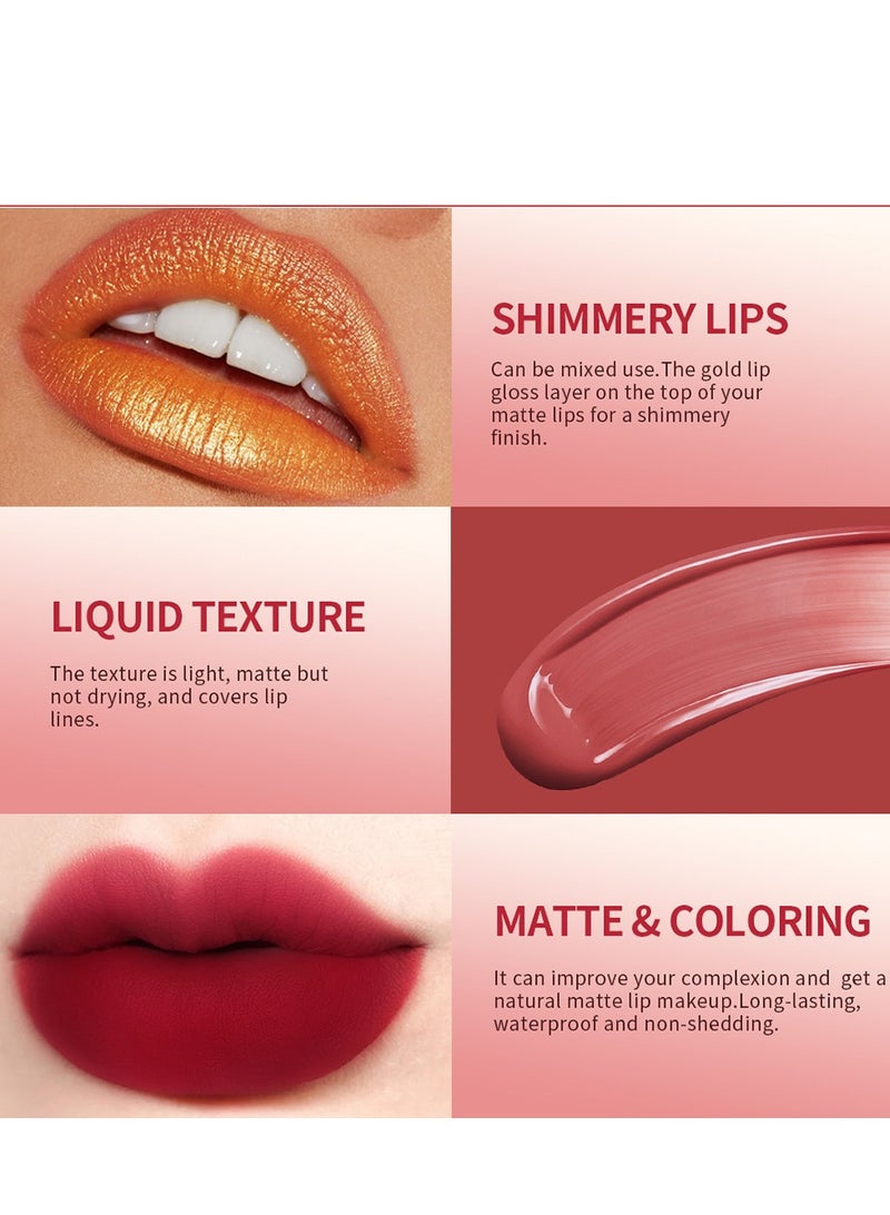 lakerain 3 PCS Gold Lipstick Velvet Nude Long-Lasting Wear Non-Stick Cup Waterproof Lip Makeup SET6  - Image 5