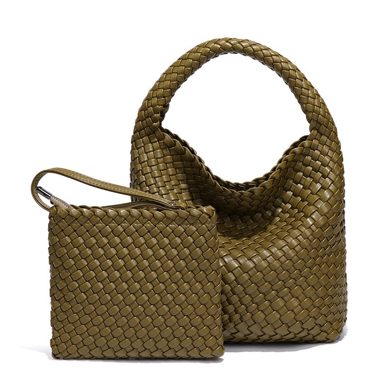 High-End Hand-Woven Bucket Bag – Large Capacity Tote for Daily Use - Image 1