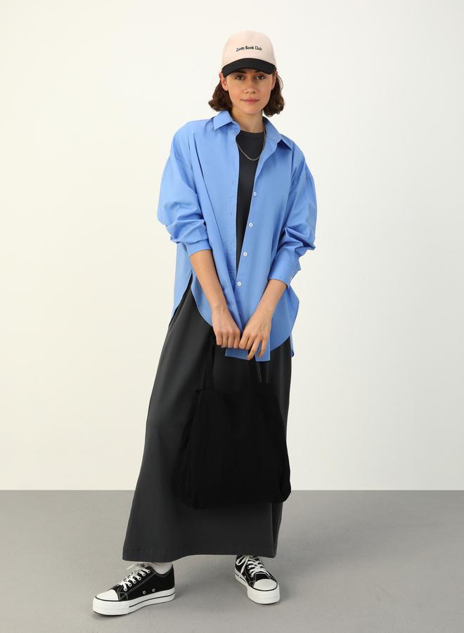 Benin by modanisa Gray Solid T-Shirt Maxi Dress - Image 1