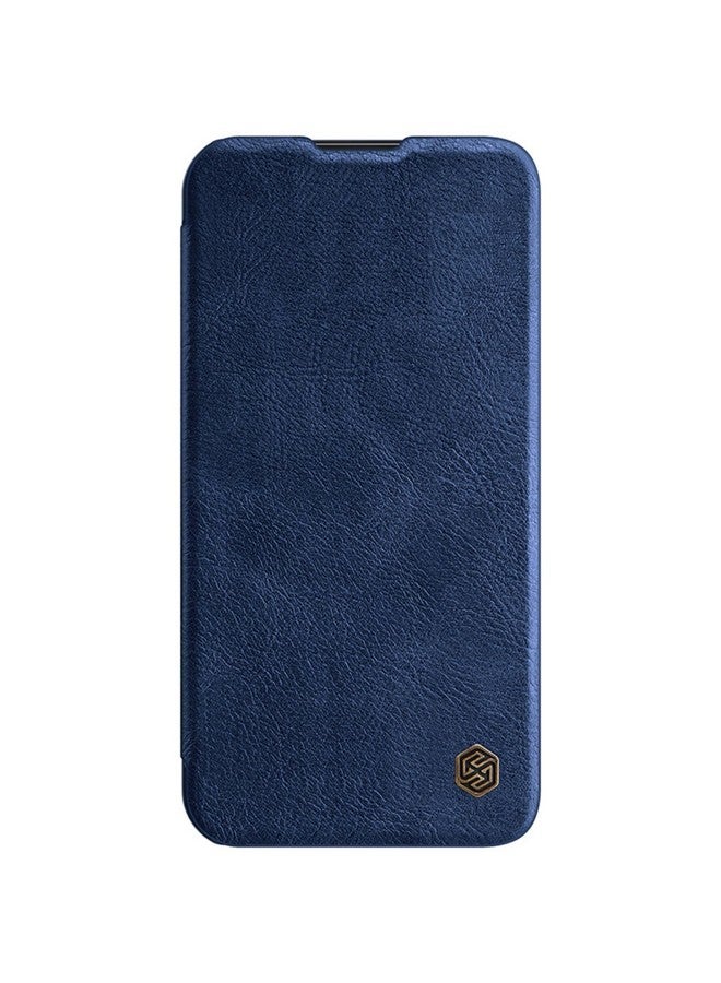 Nillkin Nillkin Case for Apple iPhone 14 / iPhone 13 (6.1" Inch) Qin Pro Camshield Camera Slider Genuine Classic Leather Flip Folio + Card Slot Blue Color  - Image 2