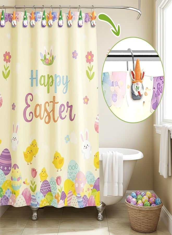 Ebrima 12 Pcs Easter Shower Curtain Hooks, Decorative Metal Bathroom Hangers, Stainless Steel Resin Hook for Bathroom Living Room Bedroom - Image 3