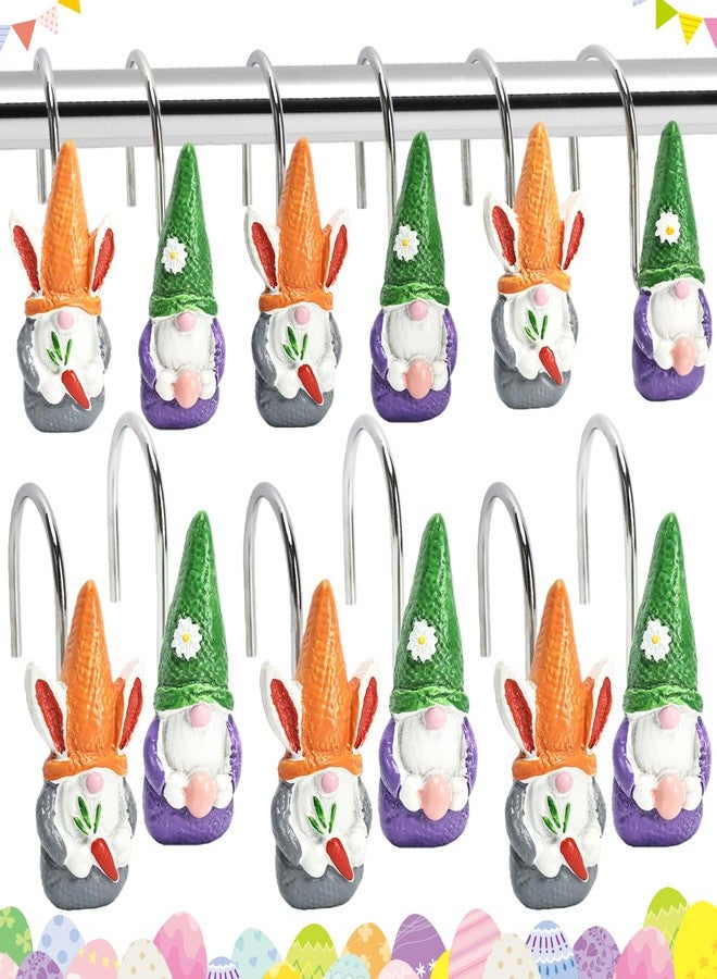 Ebrima 12 Pcs Easter Shower Curtain Hooks, Decorative Metal Bathroom Hangers, Stainless Steel Resin Hook for Bathroom Living Room Bedroom - Image 1