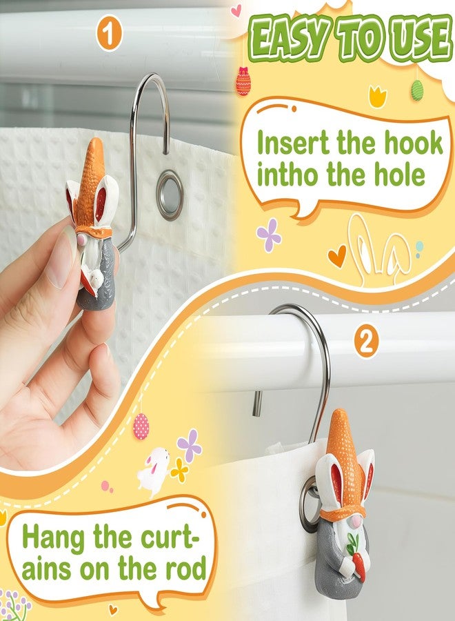 Ebrima 12 Pcs Easter Shower Curtain Hooks, Decorative Metal Bathroom Hangers, Stainless Steel Resin Hook for Bathroom Living Room Bedroom - Image 5
