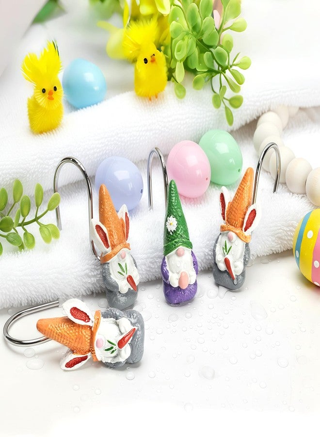Ebrima 12 Pcs Easter Shower Curtain Hooks, Decorative Metal Bathroom Hangers, Stainless Steel Resin Hook for Bathroom Living Room Bedroom - Image 4