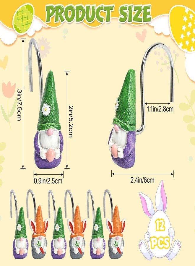 Ebrima 12 Pcs Easter Shower Curtain Hooks, Decorative Metal Bathroom Hangers, Stainless Steel Resin Hook for Bathroom Living Room Bedroom - Image 2