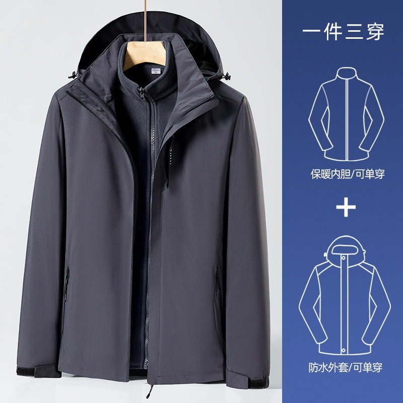 WU Men's Outdoor Hiking Jacket Waterproof Windbreaker Hooded Lightweight Trekking Coat with Logo Customization - Image 1