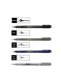 Zebra Fude Sign Brush Pen Regular Extra Fine Medium Usu-Zumi Gray Ink Value Set of 4 (Limited Edition)