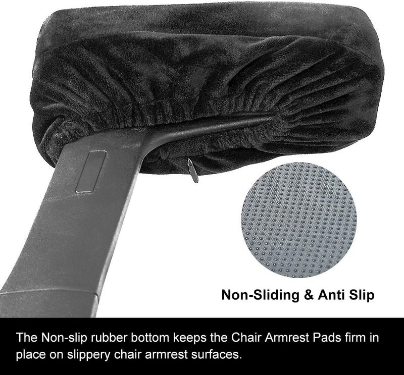 BAIBU Ergonomic Memory Foam Office Chair Arm Pads, Comfy Black Gaming Armrest Pads for Elbows and Forearms Pressure Relief (Set of 2) - Image 5