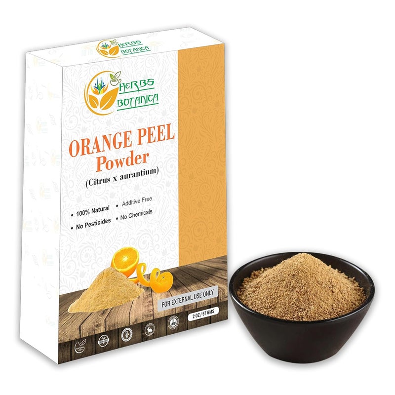 Herbs Botanica Orange Peel Powder 100% Pure & Natural Orange Powder for Skin Care, DIY Face Masks, Hair Care & Culinary Use Finely Ground Orange Zest & Peel Spice 2 oz Resealable Pack