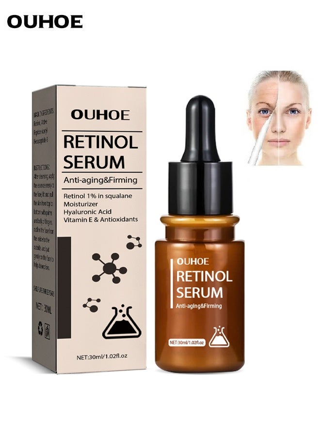 OUHOE Anti Aging & firming Retinol Serum , Vitamine E & Antioxidants Hyaluronic Acid Anti-Aging Serum, Reduces Wrinkles, Fine Lines, Age Spots, Sun Spots, Anti Wrinkle Facial Serum 30ml - Image 1