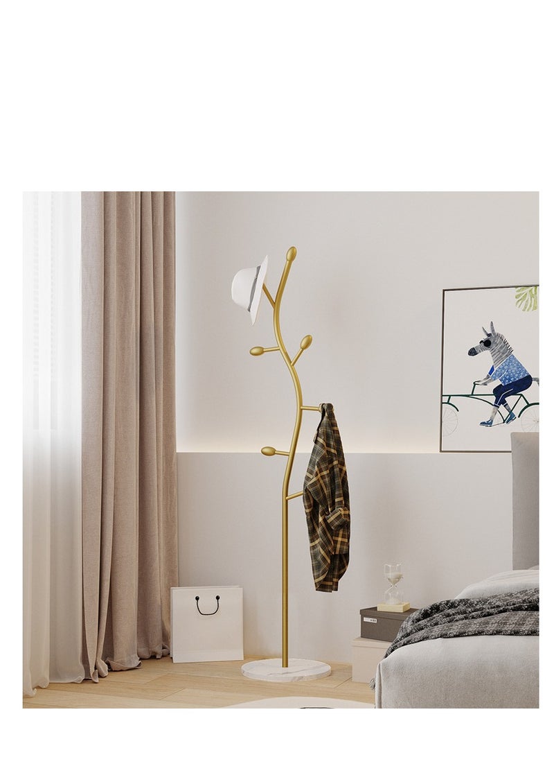 Y&D Gold Coat Rack Freestanding,Coat Hanger Stand with Natural Marble Base,Modern Sturdy Metal Clothes Rack Standing Hall Tree Hanger for Hats,Scarf, Bag, Jacket - Image 1