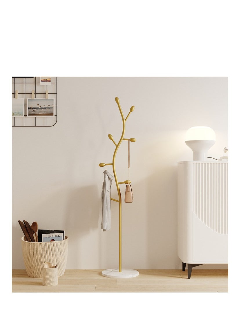Y&D Gold Coat Rack Freestanding,Coat Hanger Stand with Natural Marble Base,Modern Sturdy Metal Clothes Rack Standing Hall Tree Hanger for Hats,Scarf, Bag, Jacket - Image 2