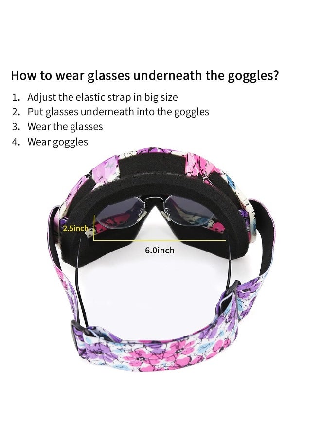 KOWVOWZ Motorcycle Goggles Dirt Bike Goggles Windproof Atv Dustproof Racing Gogglesscratch Resistant Ski Goggles Protective Safety Glasses PU Resin (Black Frame+color Lens) - Image 5
