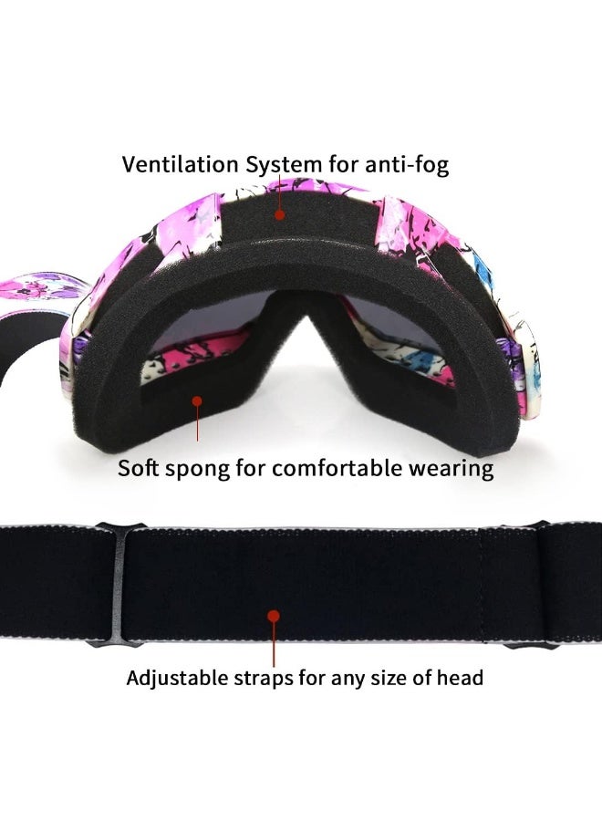 KOWVOWZ Motorcycle Goggles Dirt Bike Goggles Windproof Atv Dustproof Racing Gogglesscratch Resistant Ski Goggles Protective Safety Glasses PU Resin (Black Frame+color Lens) - Image 4
